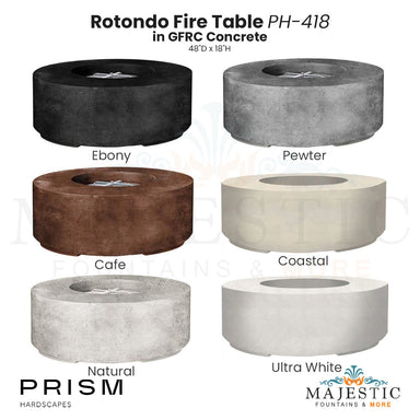 Rotondo Fire Table PH-418 in GFRC Concrete by Prism Hardscapes - Majestic Fountains and More