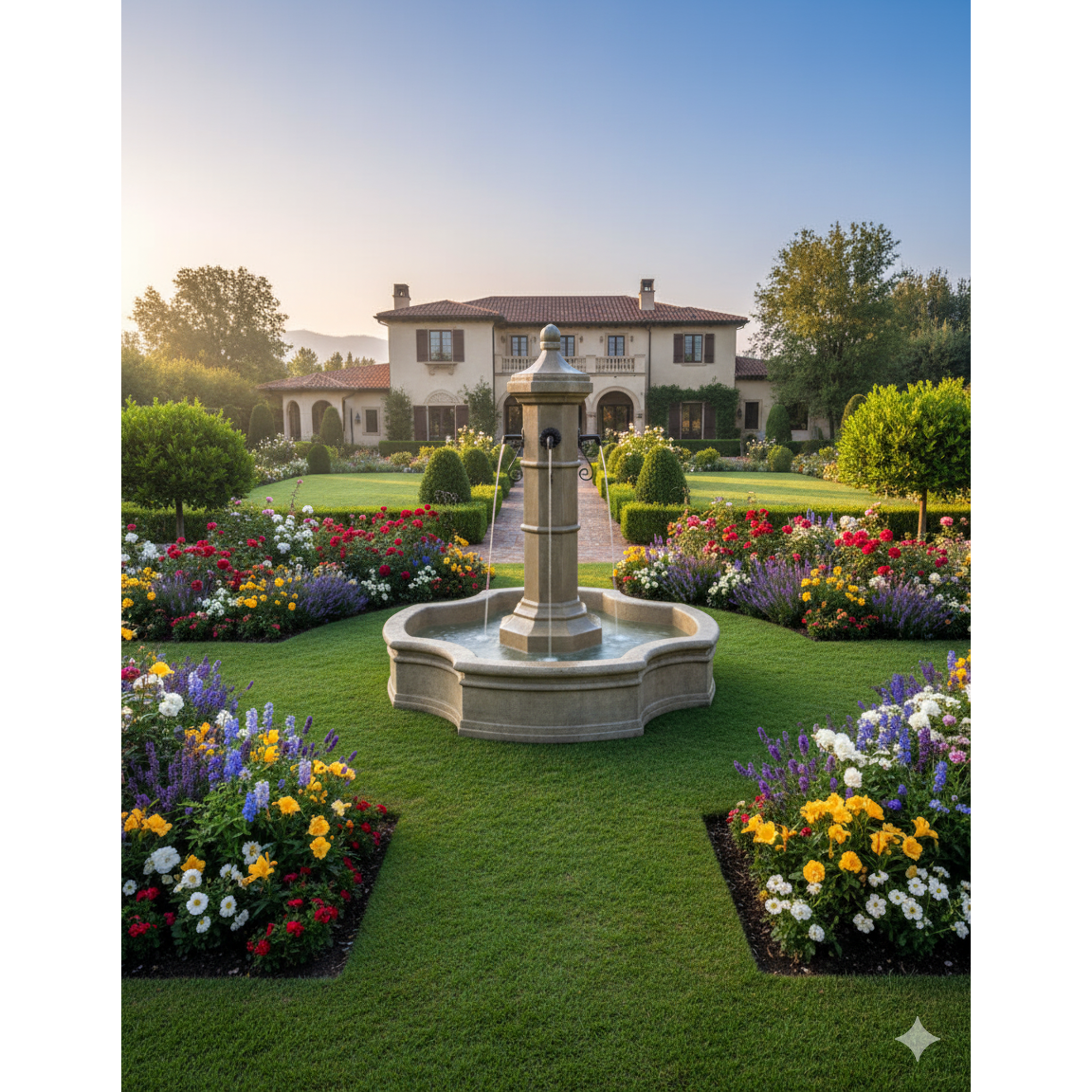 Roubaix Concrete Outdoor Courtyard Fountain With Basin -1724