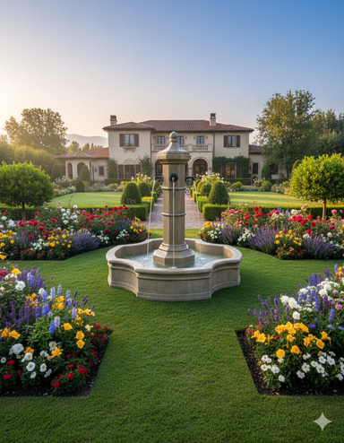 Roubaix Concrete Outdoor Courtyard Fountain With Basin -1724
