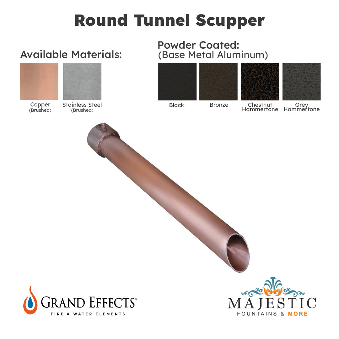 Round Tunnel Scupper by Grand Effects - Majestic Fountains and More