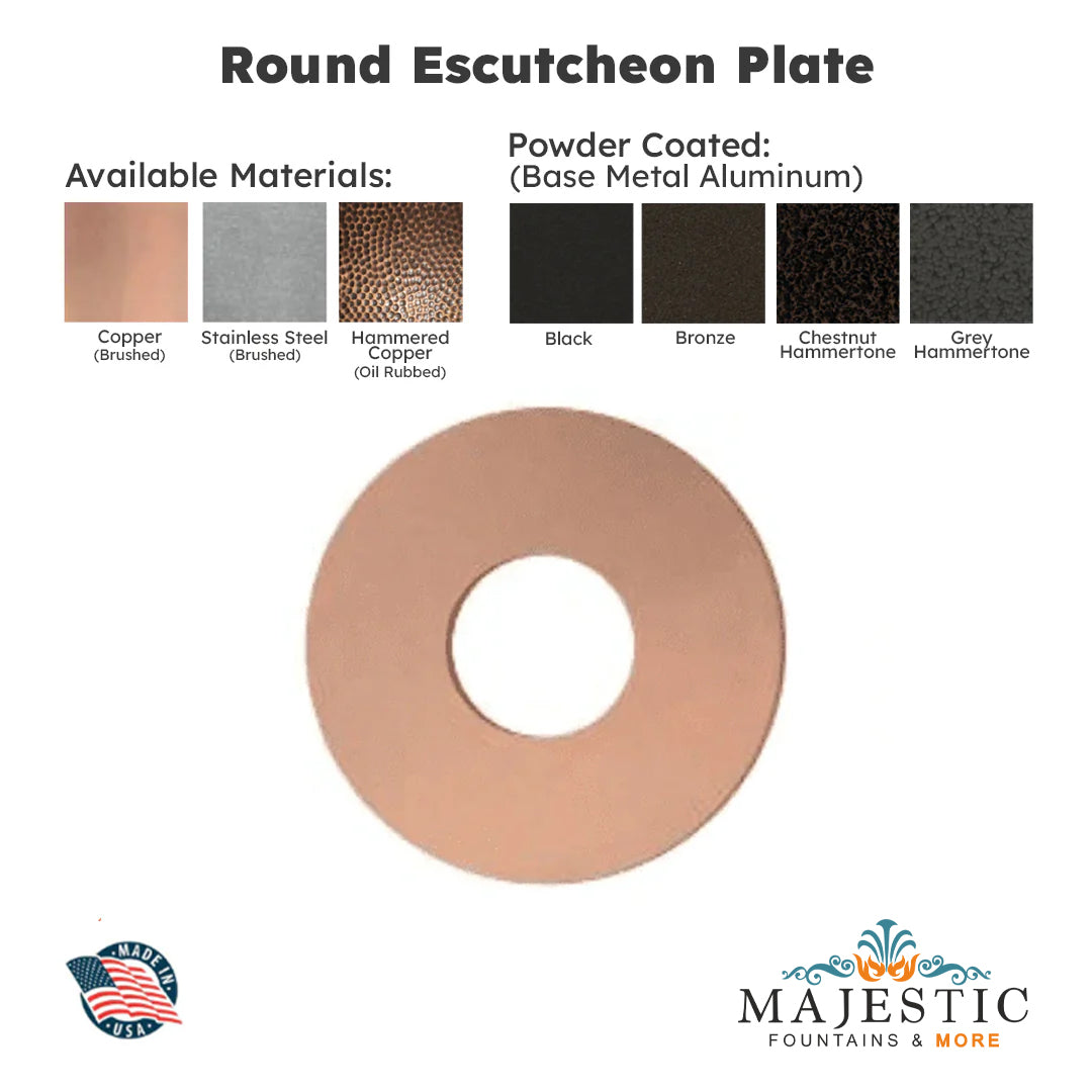 Round Escutcheon Plate for Cannon and Tunnel Scuppers - Majestic Fountains and More