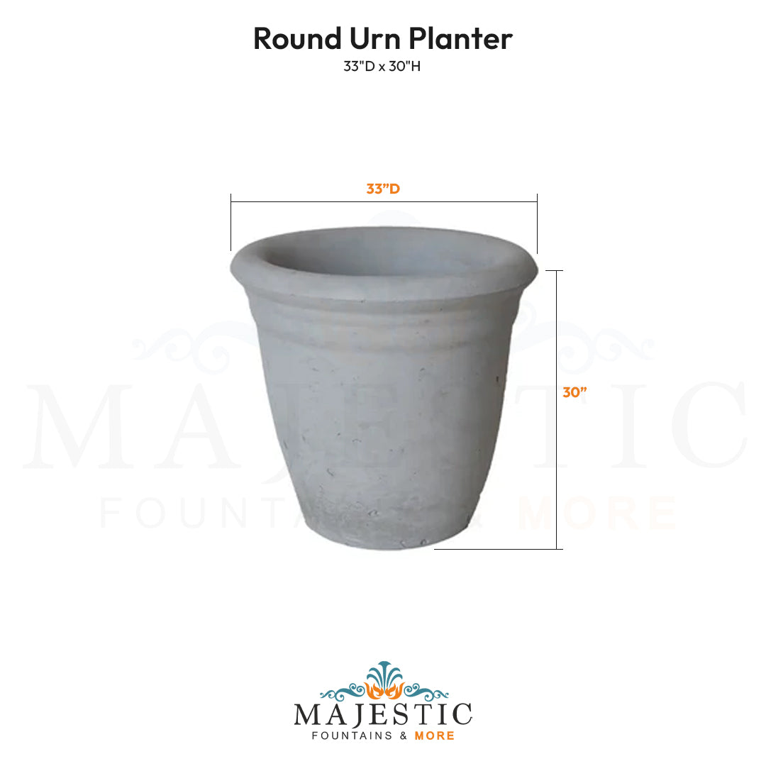 Round Urn Planter  Size - Majestic Fountains