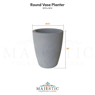Round Vase Planter Size - Majestic Fountains