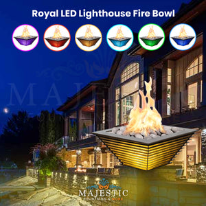 Royal Lighthouse Fire Bowl in Powder Coated Metal by The Outdoor Plus+ Free Cover