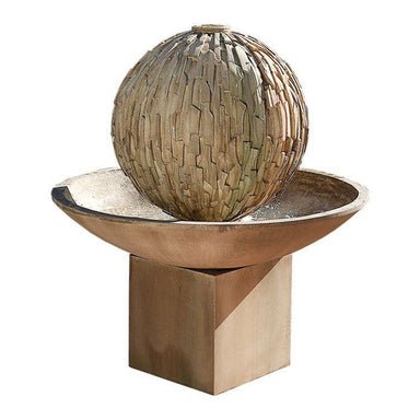 Rubix and Wok Fountain w Riser in GFRC by Gist G-RUBF-R-35 - Majestic Fountains