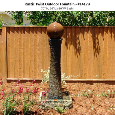 Rustic Twist Outdoor Fountain - 1417b - Majestic Fountains and More
