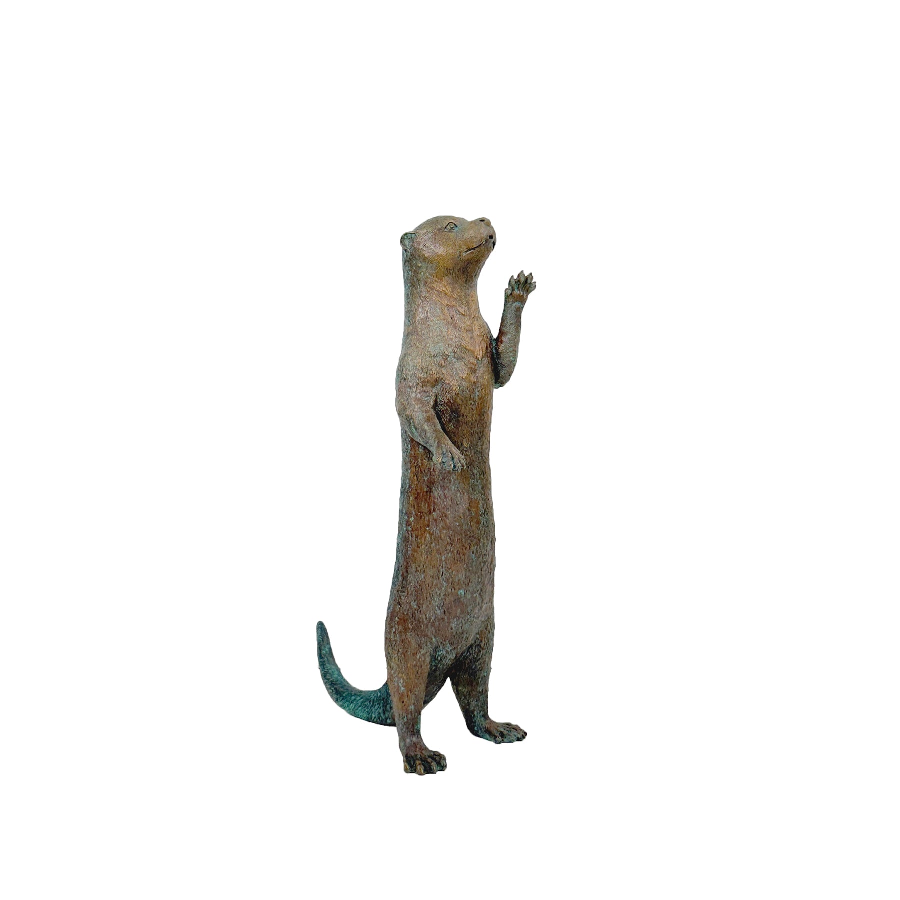 Standing Otter with Raised Paw Bronze Fountain Sculpture