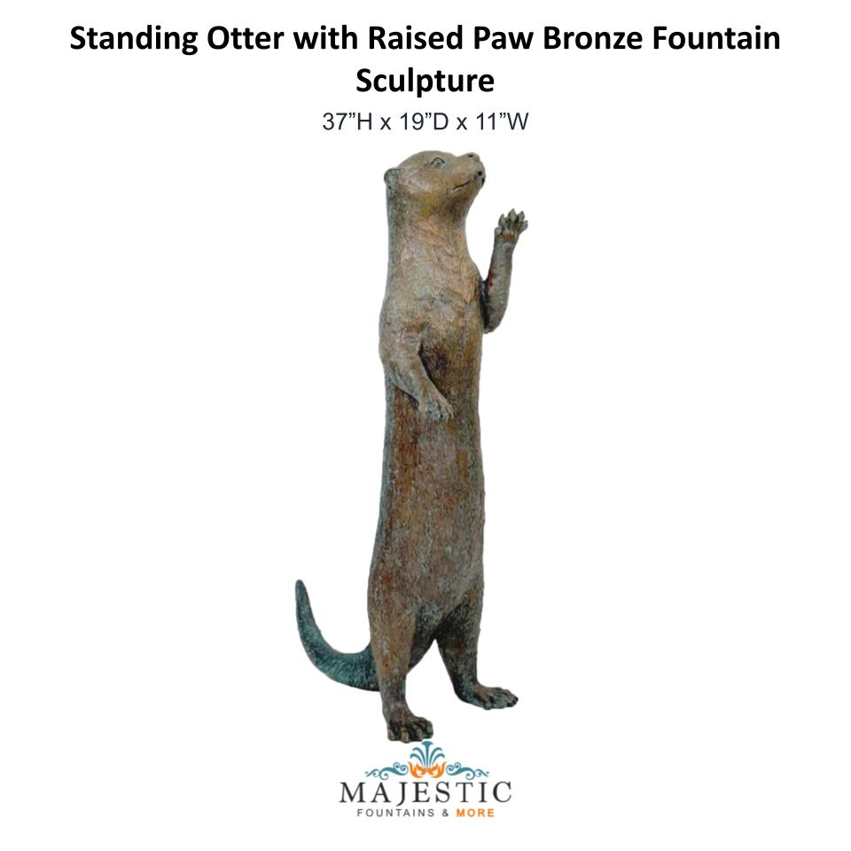 Standing Otter with Raised Paw Bronze Fountain Sculpture