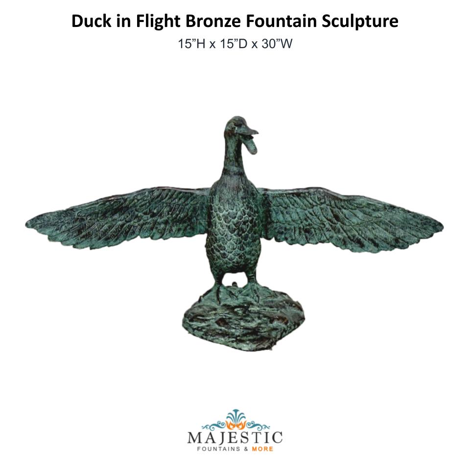 Duck in Flight Bronze Fountain Sculpture