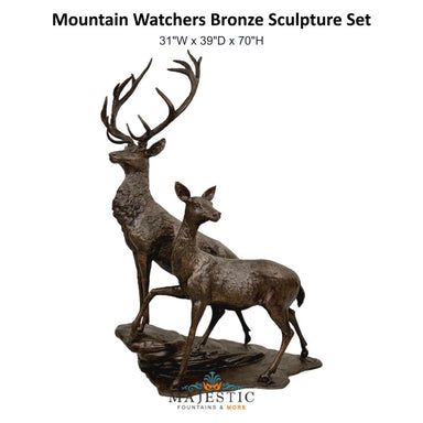 Mountain Watchers Bronze Sculpture Set - Majestic Fountains