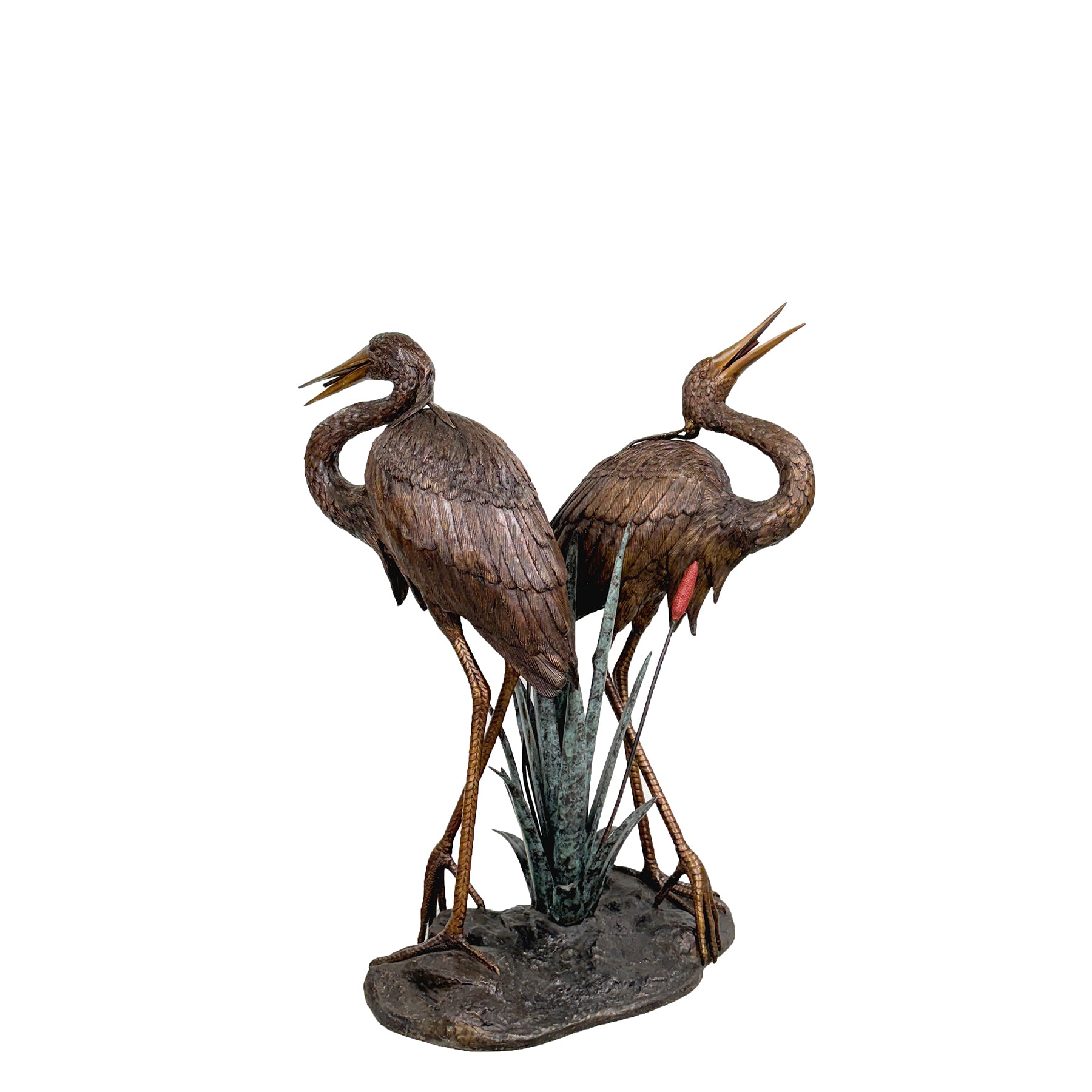 Heron Pair Bronze Fountain Sculpture