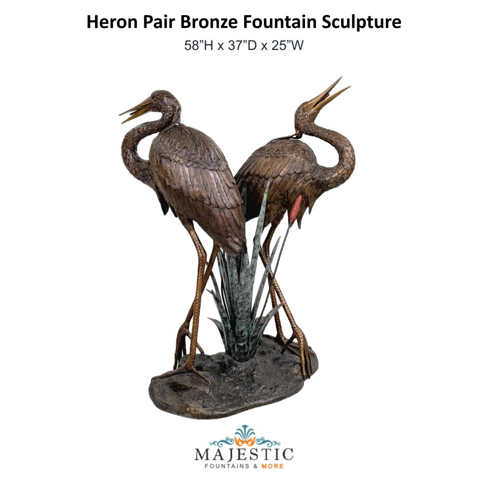 Heron Pair Bronze Fountain Sculpture
