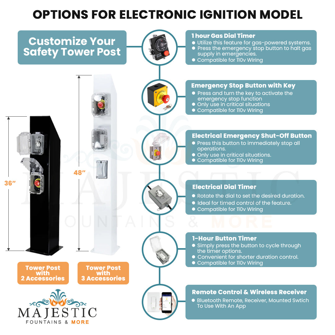 The Outdoor Plus Safety Tower Post with 3 Accessories in Powder Coated Metal