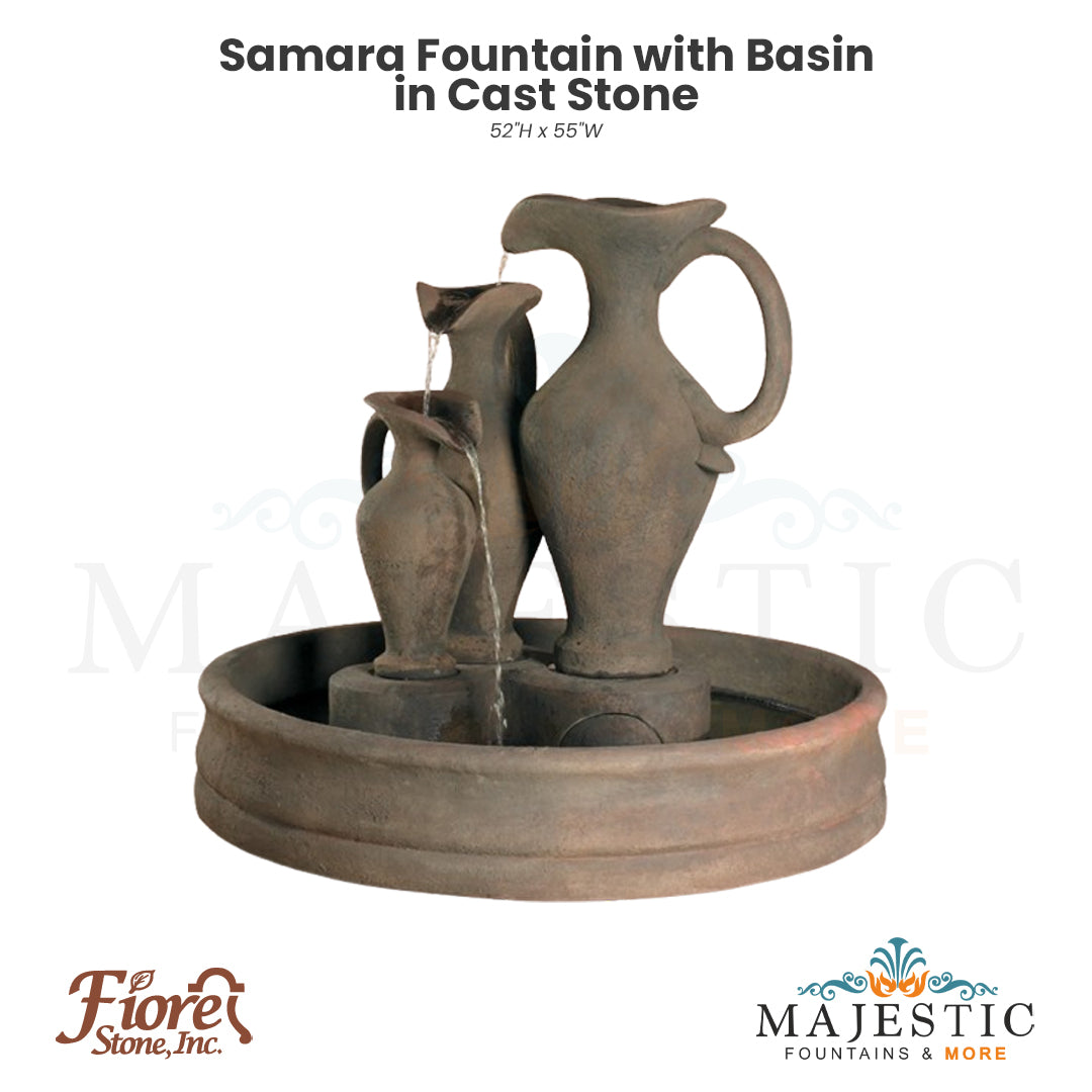 Samara Fountain with Basin in Cast Stone - Fiore Stone AV116-FB - Majestic Fountains
