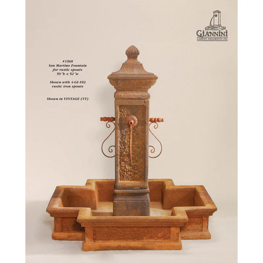 San Martino Concrete  Outdoor Courtyard Fountain With Pond - Majestic Fountains