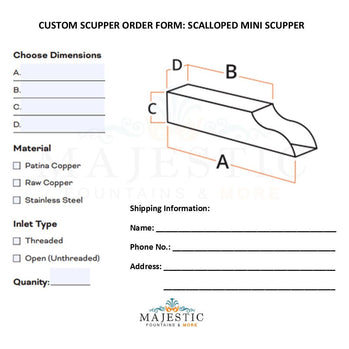 Scalloped Mini Scupper - Custom Scupper Form - Majestic Fountains