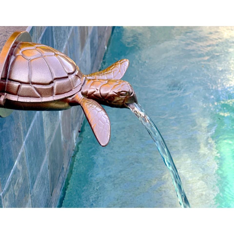 Sea Turtle - Decorative Sheer Descent Scupper - On Wall
