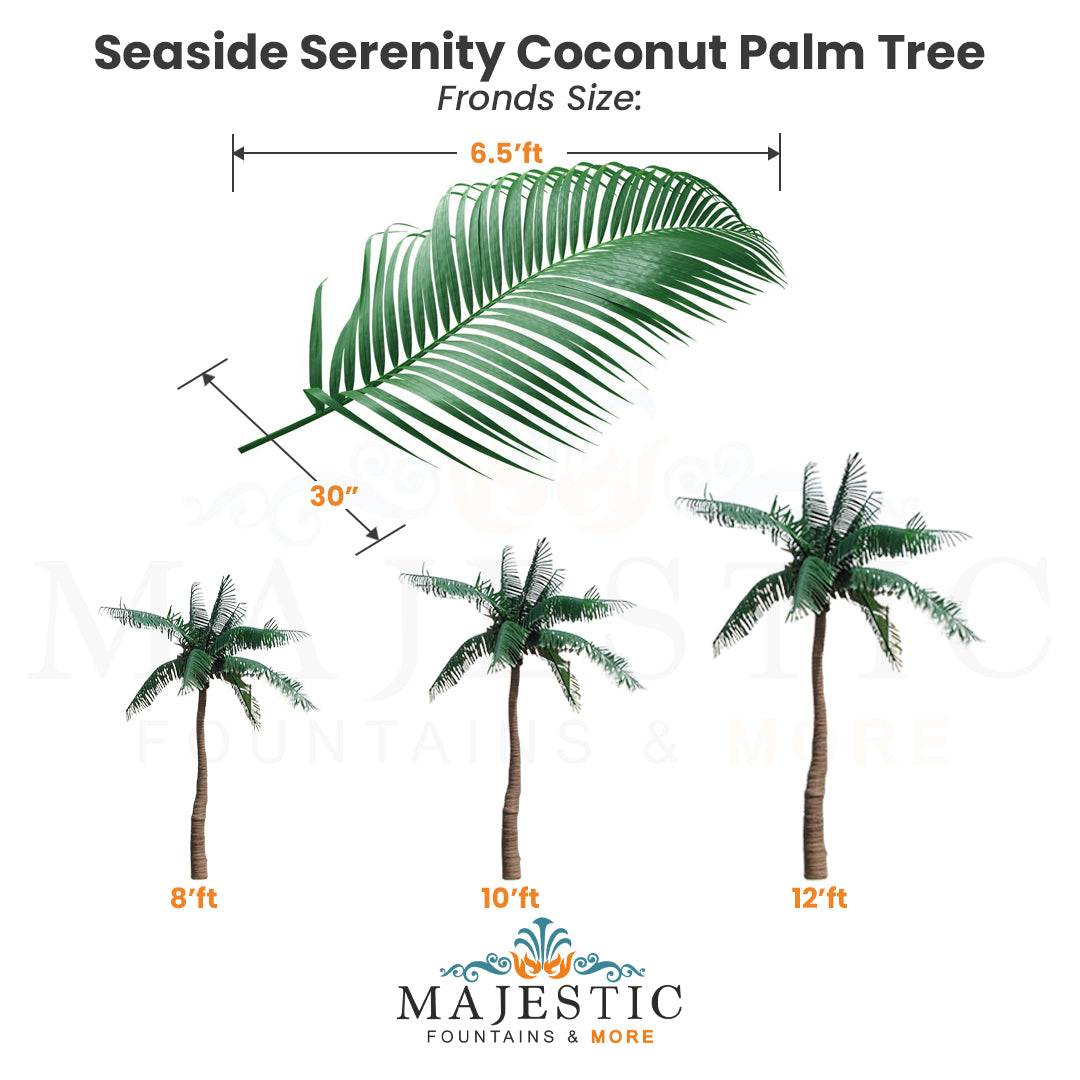 Seaside Serenity Coconut Palm Tree Triple Set Features - Majestic Fountains