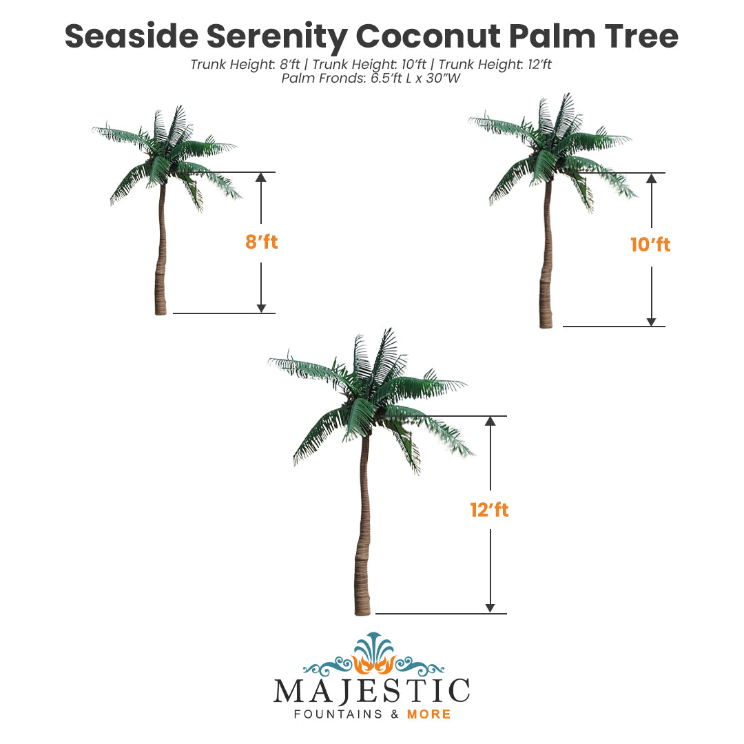 Seaside Serenity Coconut Palm Tree Triple Set - Majestic Fountains