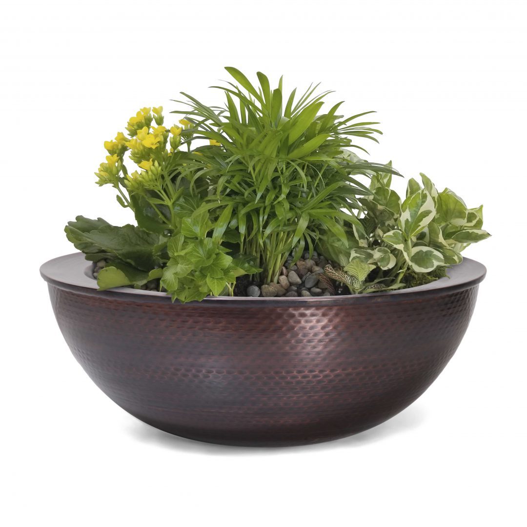 copper indoor plant pots The Outdoor Plus 27" Sedona Hammered Copper Planter Bowl