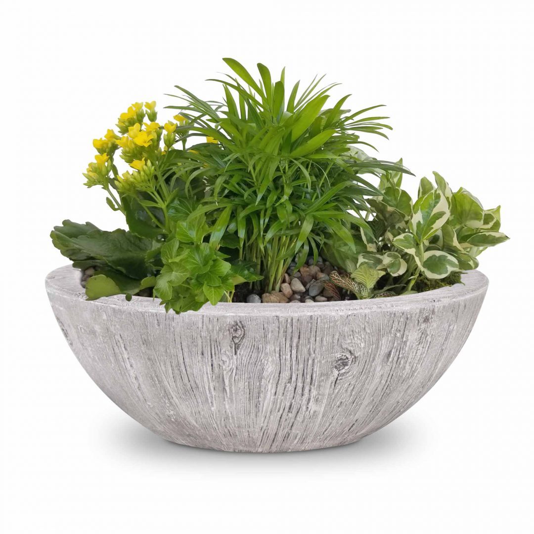 bowl plant pots outdoor The Outdoor Plus 27" Sedona Wood Grain Planter Bowl