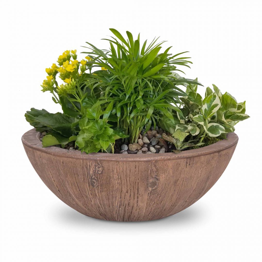 wood effect indoor plant pots The Outdoor Plus 27" Sedona Wood Grain Planter Bowl