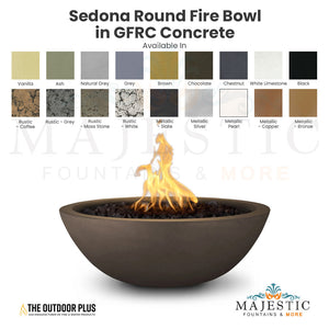 Sedona Round Fire Bowl in GFRC Concrete - Majestic Fountains