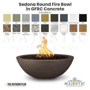 Sedona Round Fire Bowl in GFRC Concrete - Majestic Fountains