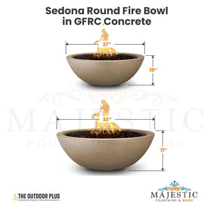 Sedona Round Fire Bowl in GFRC Concrete Size - Majestic Fountains