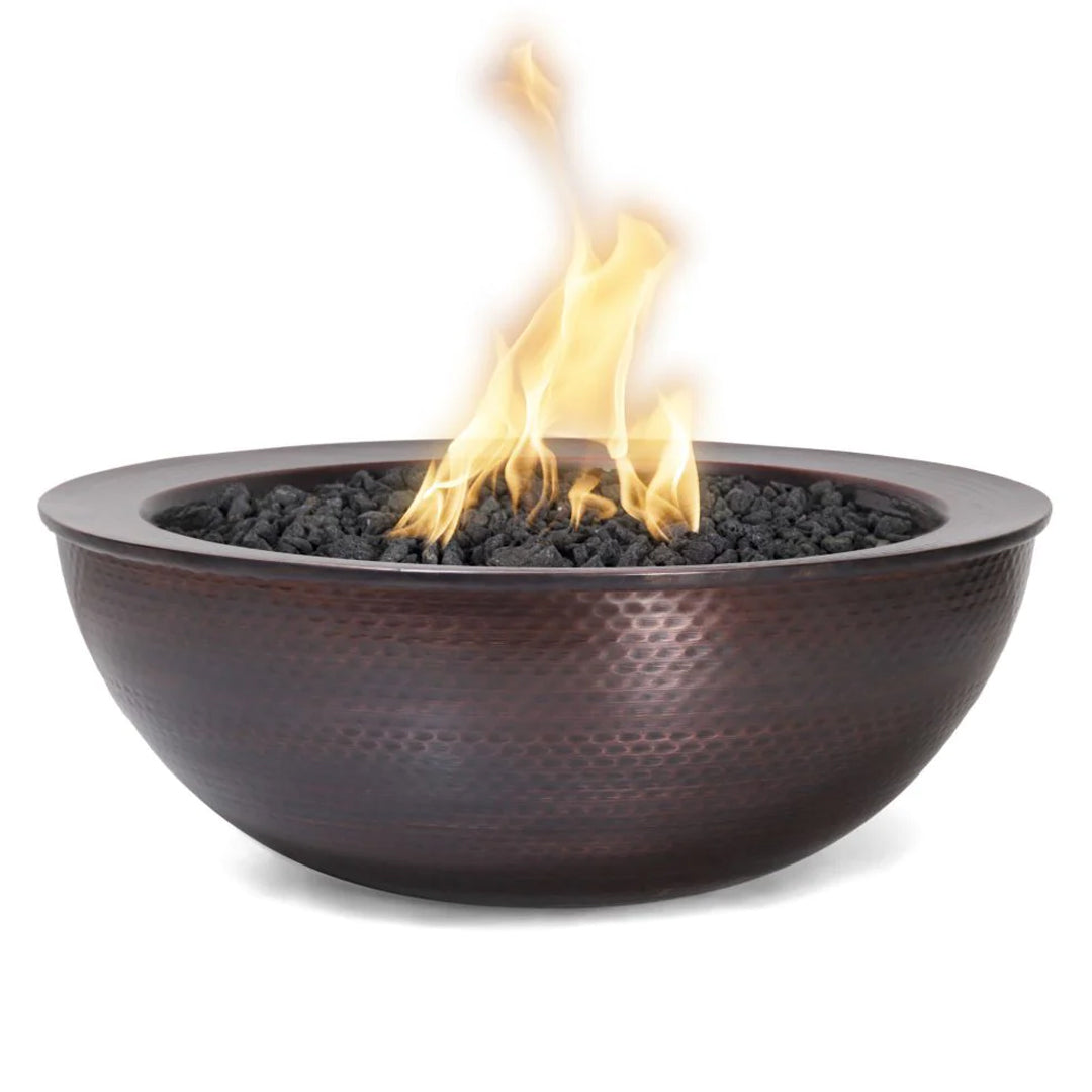 TOP Fires Sedona Round Fire Bowl in Hammered Copper by The Outdoor Plus - Majestic Fountains