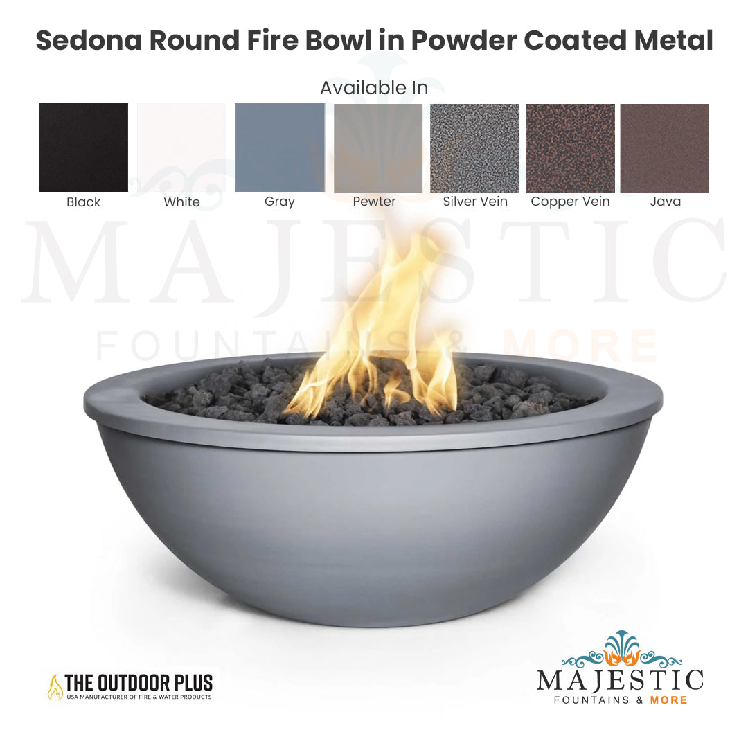 The Outdoor Plus Sedona Round Fire Bowl in Powder Coated Steel - Majestic Fountains