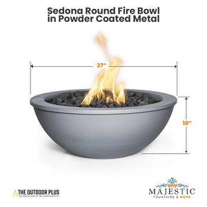 The Outdoor Plus Sedona Round Fire Bowl in Powder Coated Steel Size - Majestic Fountains