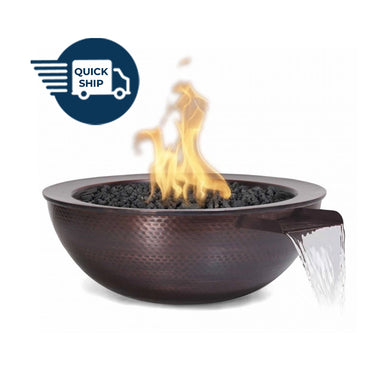 Sedona 27D x 10H Fire & Water Bowl in Hammered Copper - Majestic Fountains