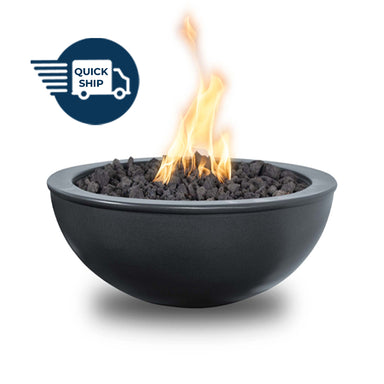 Sedona 27D x 10H Round Fire Bowl in Powder Coated Metal in Black - Majestic Fountains