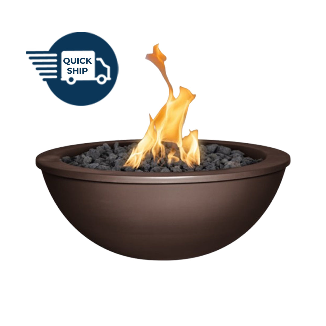 Sedona 27D x 10H Round Fire Bowl in Powder Coated Metal in Java - Majestic Fountains