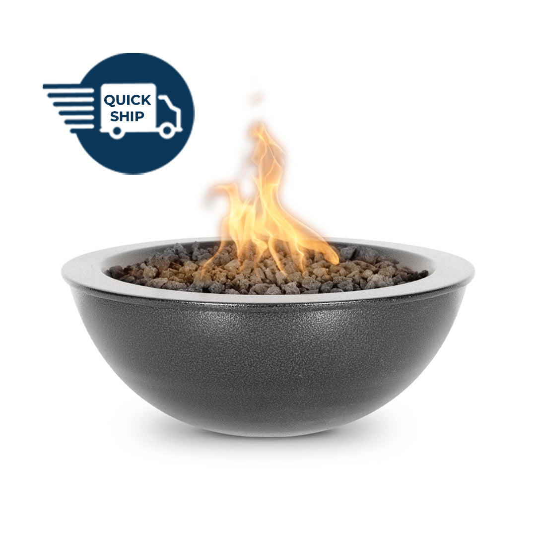 Sedona 27D x 10H Round Fire Bowl in Powder Coated Metal in Silver Vein - Majestic Fountains