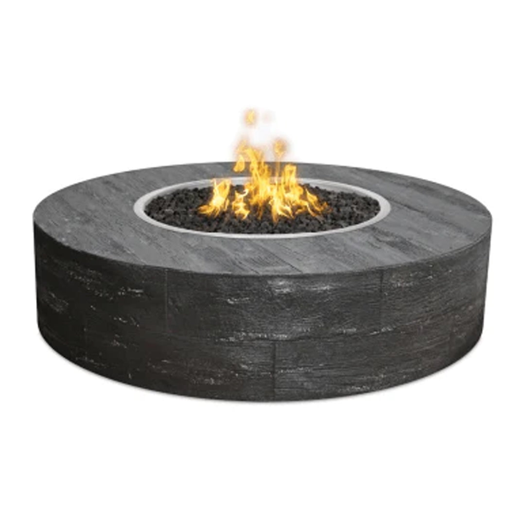 Sequoia 16" Tall Fire Pit in Wood Grain GFRC Concrete - Majestic Fountains