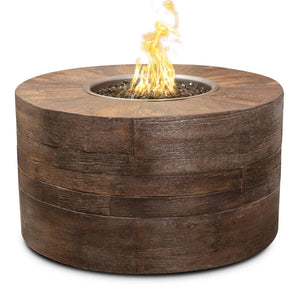 Sequoia 24" Tall Fire Pit in Wood Grain GFRC Concrete - Majestic Fountains