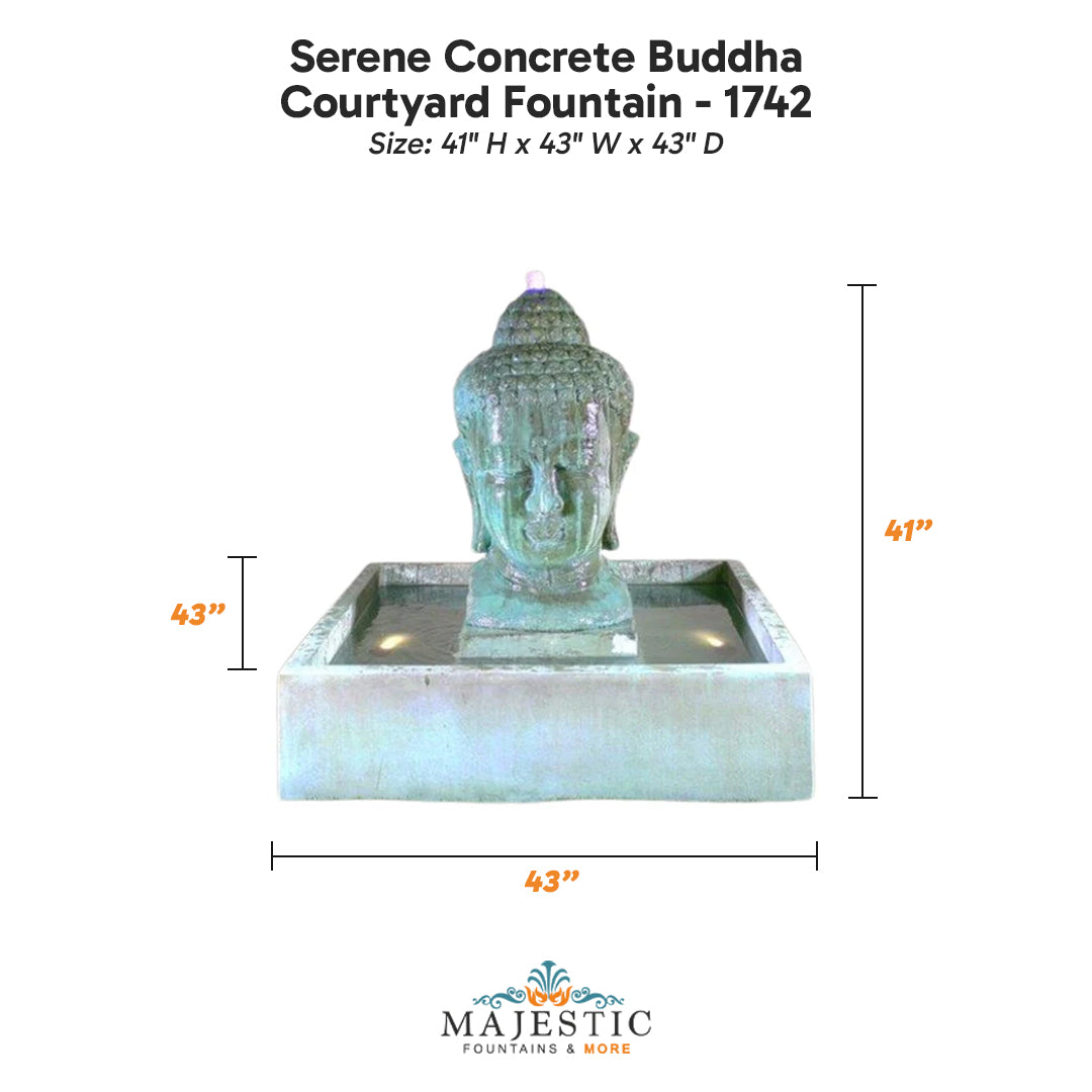 Serene Concrete Buddha Courtyard Fountain - 1742 - Majestic Fountains