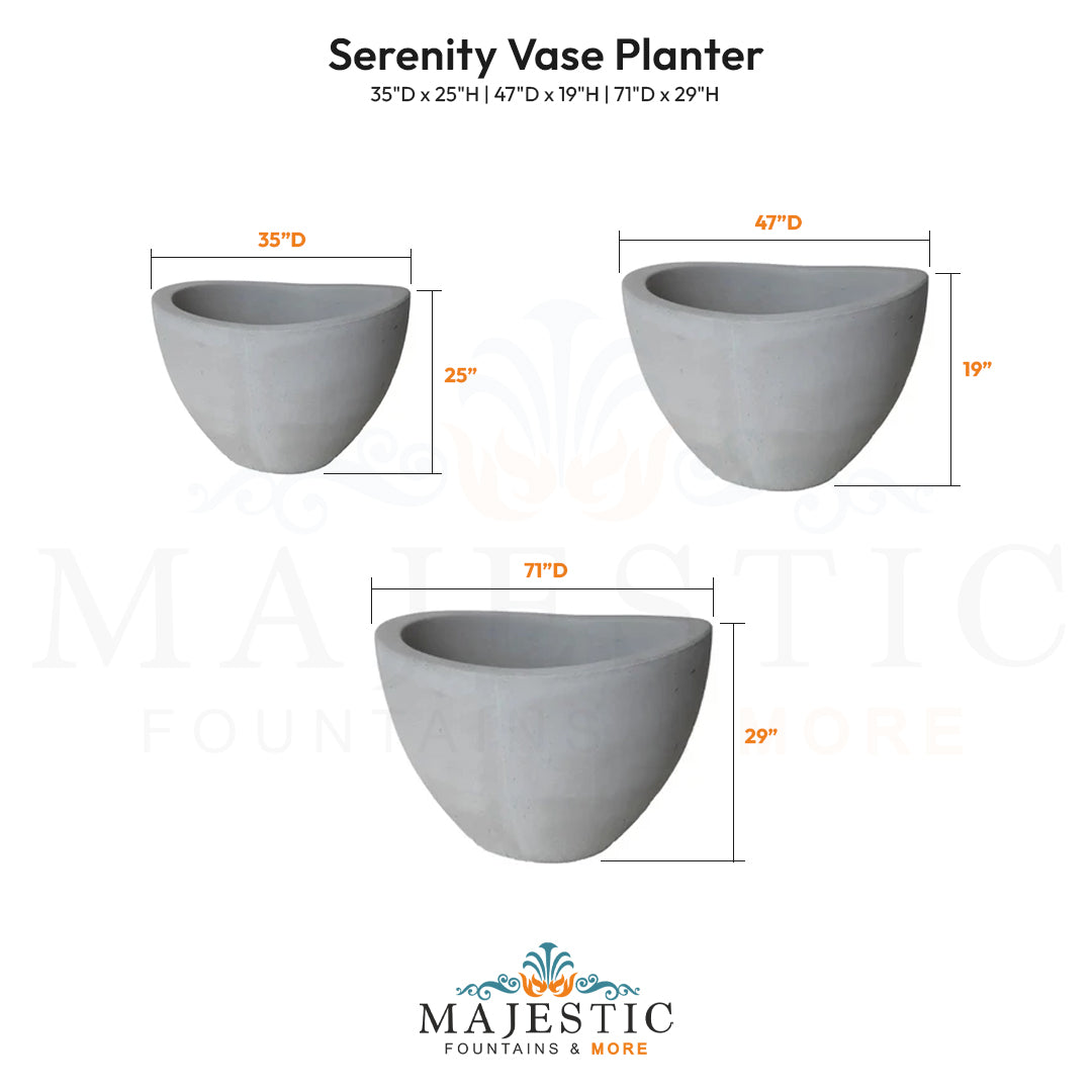 Serenity Vase Planter Size - Majestic Fountains