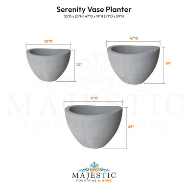 Serenity Vase Planter Size - Majestic Fountains