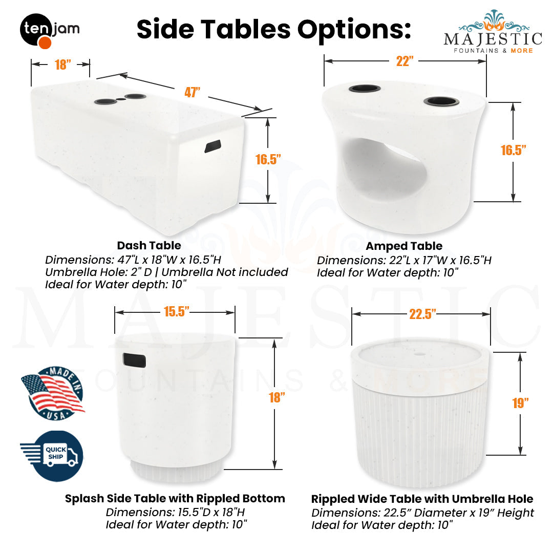 QUICKSHIP Side Table Options - Majestic Fountains