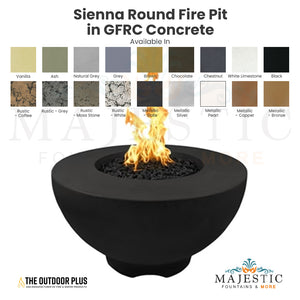 Sienna Round Fire Pit in GFRC Concrete - Majestic Fountains