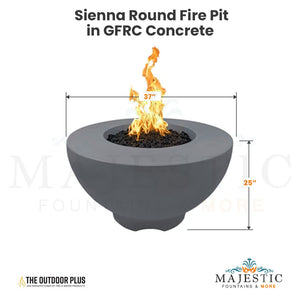 Sienna Round Fire Pit in GFRC Concrete Size - Majestic Fountains