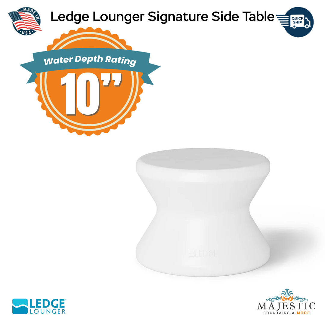 QUICKSHIP Ledge Lounger Signature & Side Table Depth - Side Table Without Umbrella Hole - In-Pool Furniture - Majestic Fountains