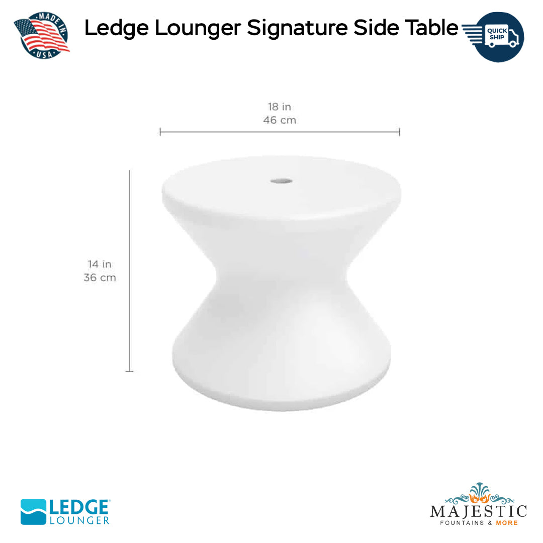 QUICKSHIP Ledge Lounger Signature Side Table Size - In-Pool Furniture - Majestic Fountains