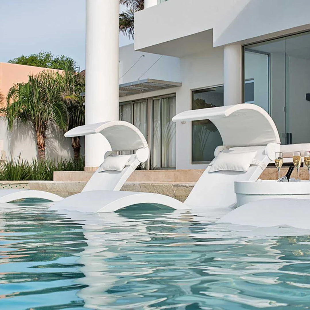 Ledge Lounger Signature Chaise Deep & Tall Ice Bin Side Table Set - In-Pool & Patio Furniture - Majestic Fountains