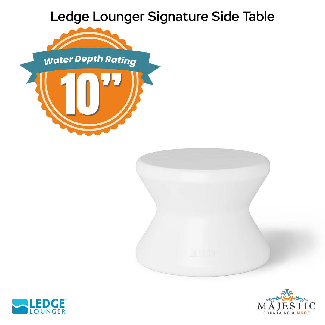 Ledge Lounger Signature & Side Table Depth - Side Table Without Umbrella Hole - In-Pool Furniture - Majestic Fountains