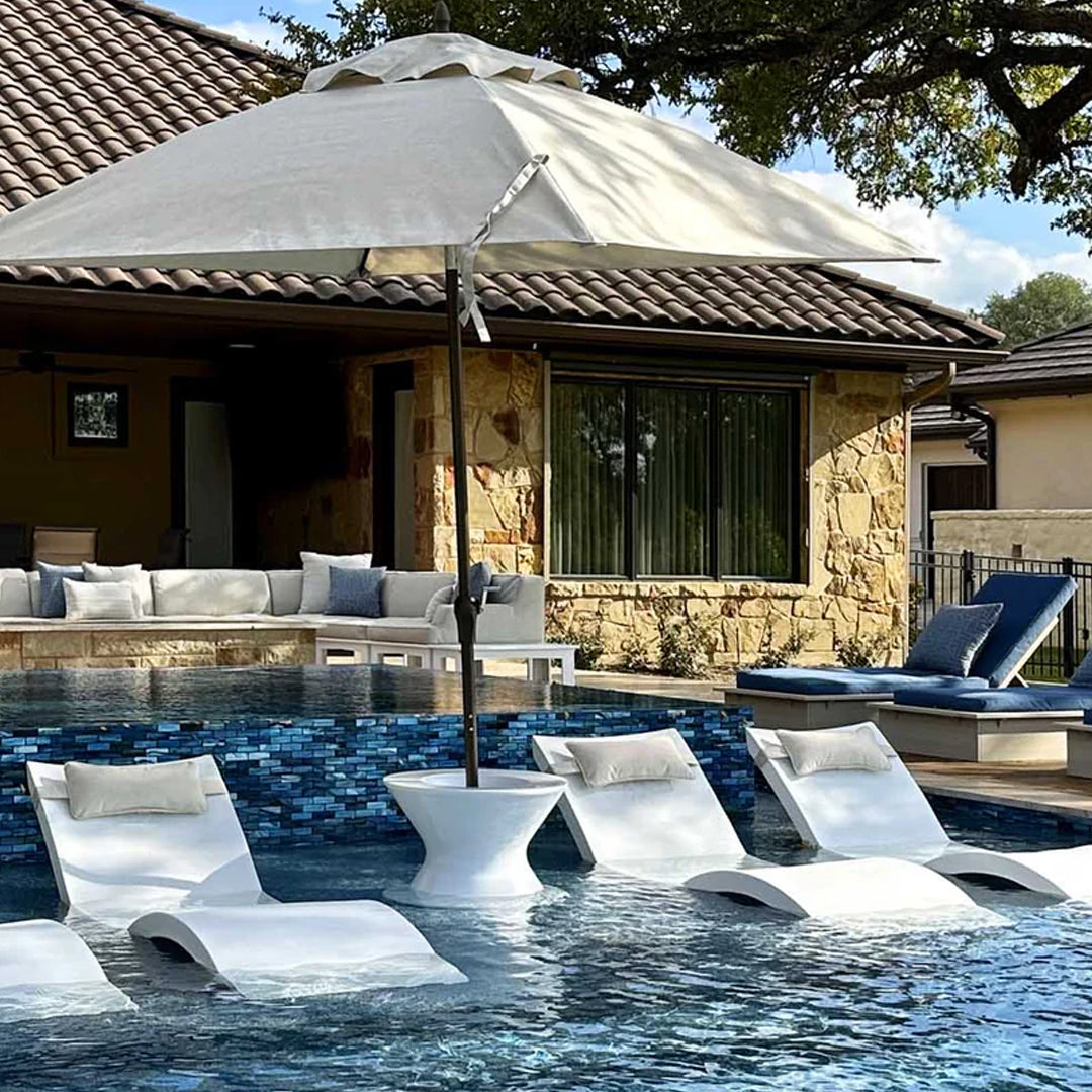Ledge Lounger Signature Chaise Deep & Tall Ice Bin Side Table Set - In-Pool & Patio Furniture - Majestic Fountains