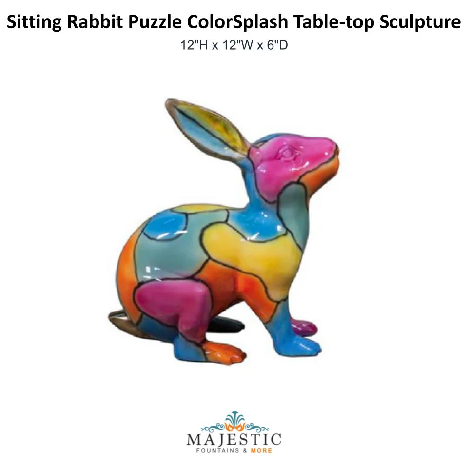 Sitting Rabbit Puzzle ColorSplash Table-top Sculpture - Majestic Fountains & More